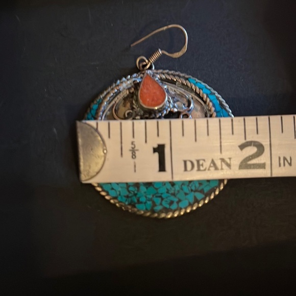 Beautiful inlaid turquoise earrings - Picture 4 of 6